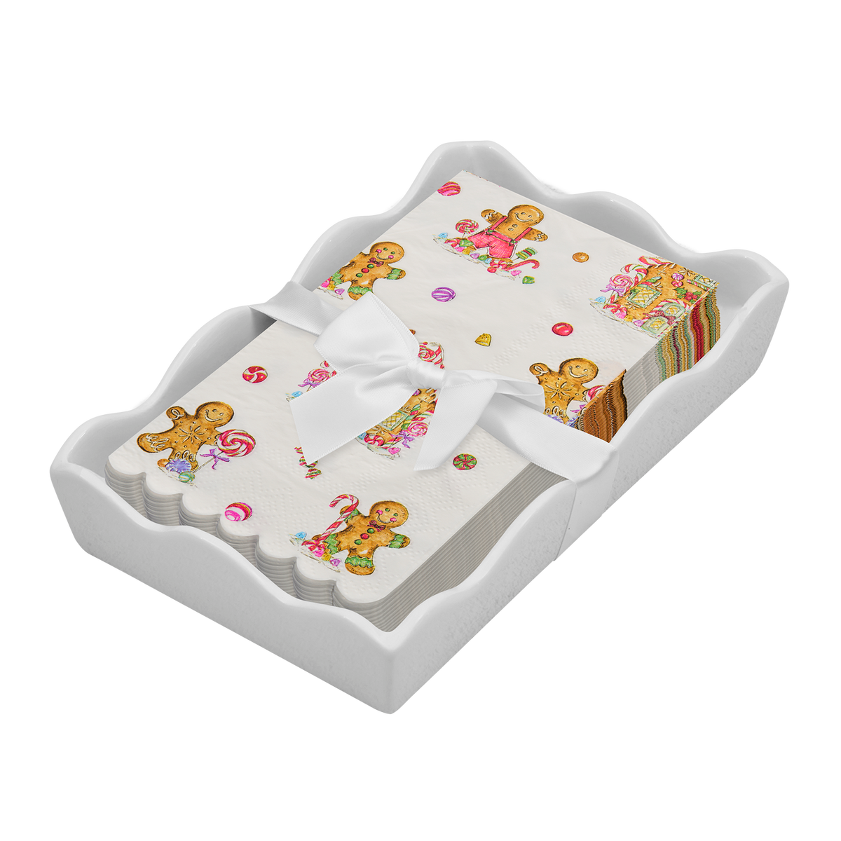 Ceramic Guest Towel Napkin Tray - Gingerbread