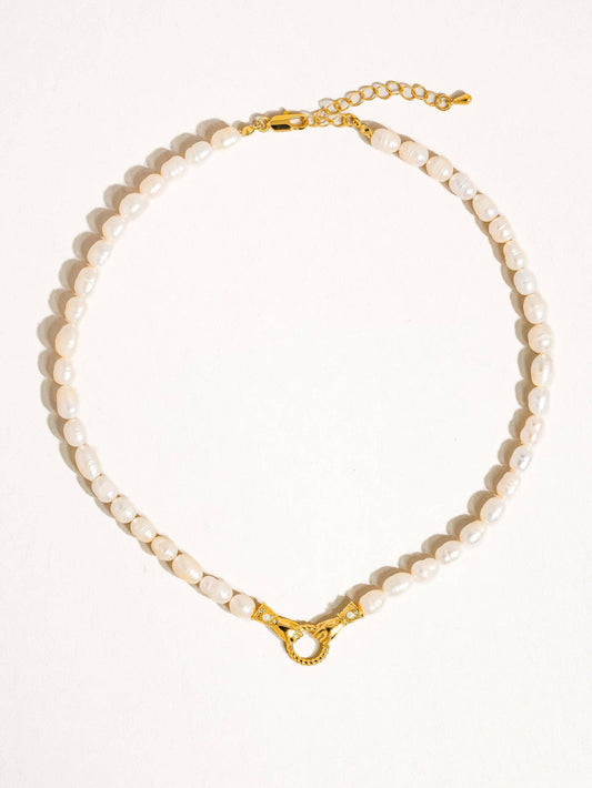 Everleigh 18K Gold Pearl Hands Hoop Necklace, Bracelet: Yellow Gold / Necklace
