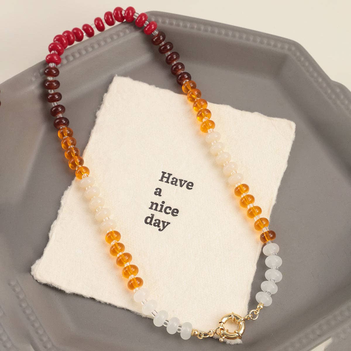 Colorful Beaded Necklace: 2 / One Size