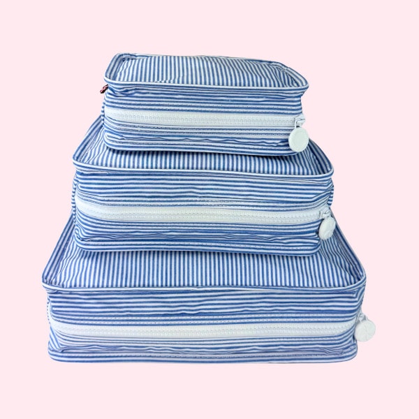 Navy Preppy Stripe Stacking Set-Wipeable