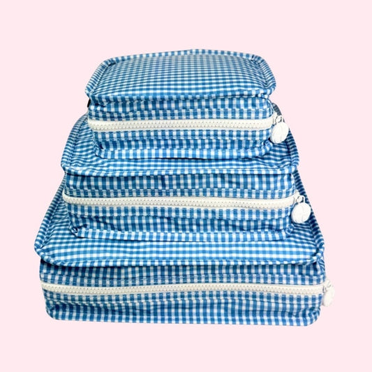 Wipeable Baby Blue Gingham Stacking Set