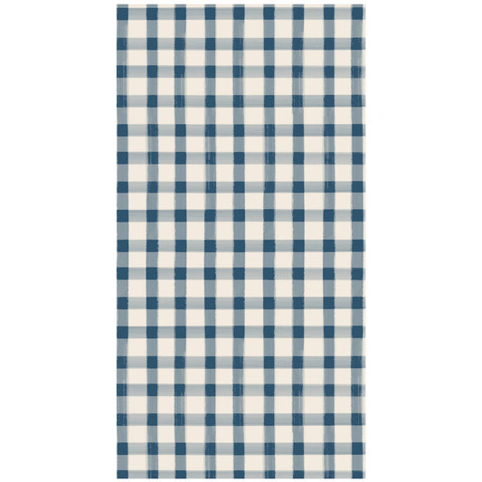 Navy Painted Check Guest Napkin