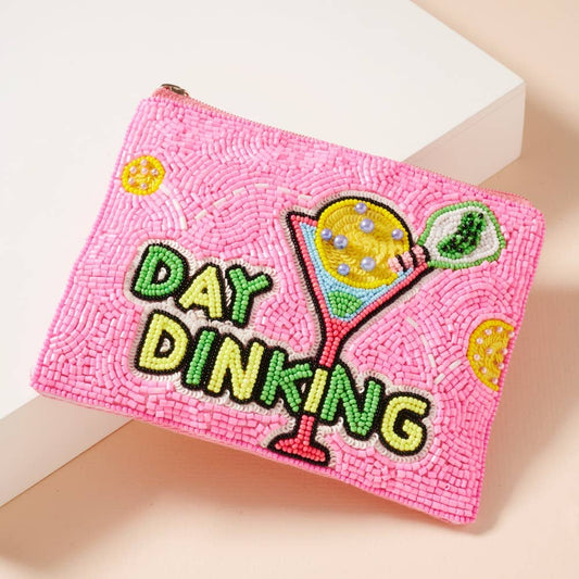 "Day Dinking" Beaded Coin Pouch: Multi-Colored / One /