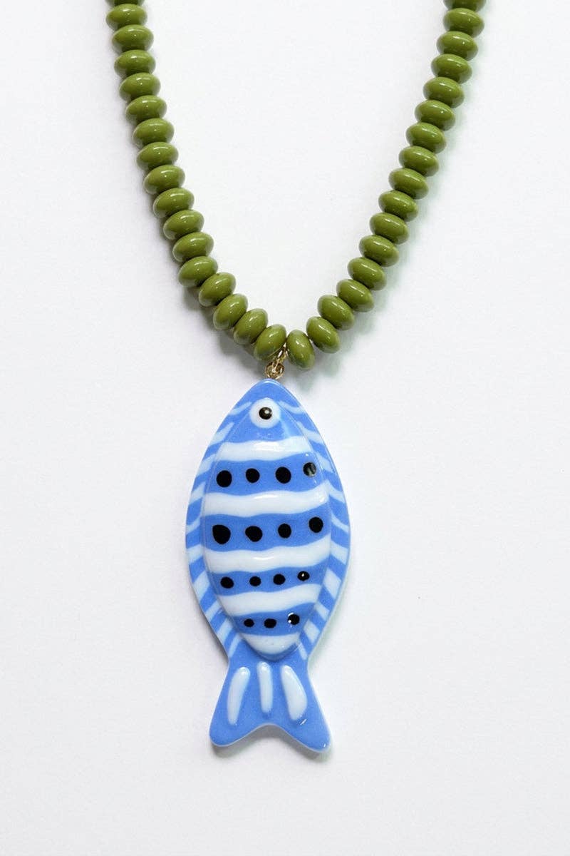 Vibrant Fish Pendant Beaded Necklace: 7 / One Size