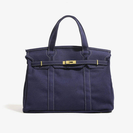 Handmade Premium Cotton Canvas Boat Bag Solid Color Navy