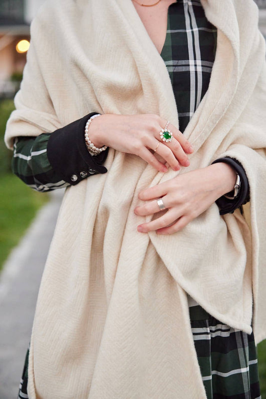 Bayside Herringbone Shawl - Shell