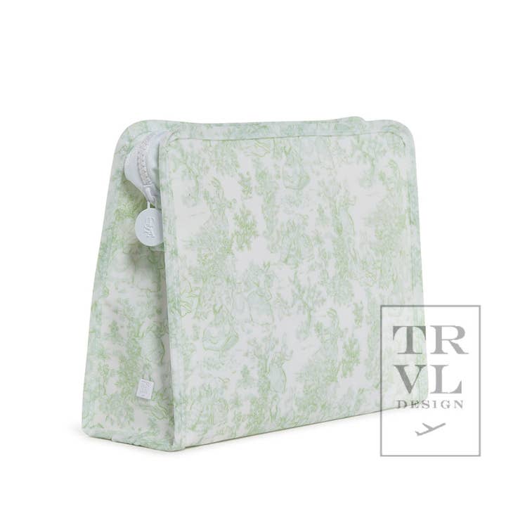 ROADIE LARGE Zip Pouch - BUNNY TOILE GREEN