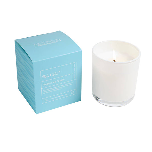 Sea Salt Candle In White Glass In Box 9oz