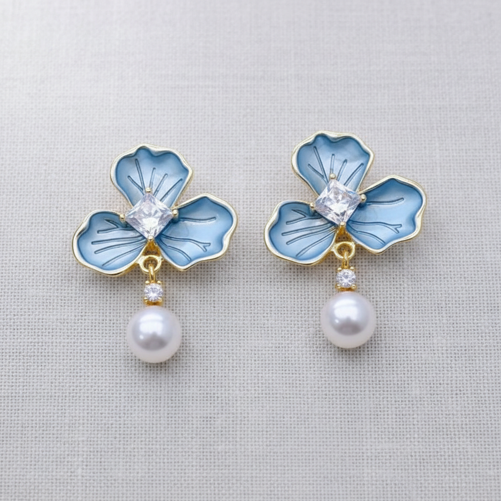 Icy Crystal Pearl Earrings