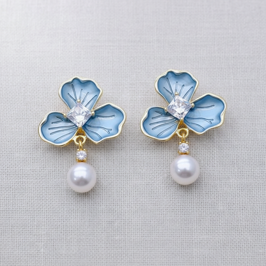 Icy Crystal Pearl Earrings