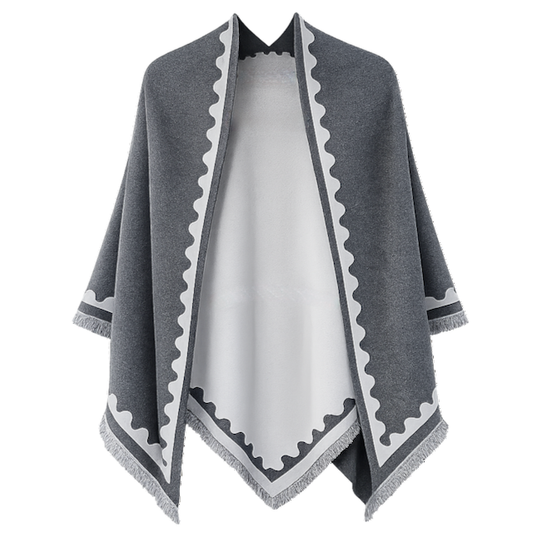 Scalloped Edge Elegance Triangle Wrap: 05 GRY