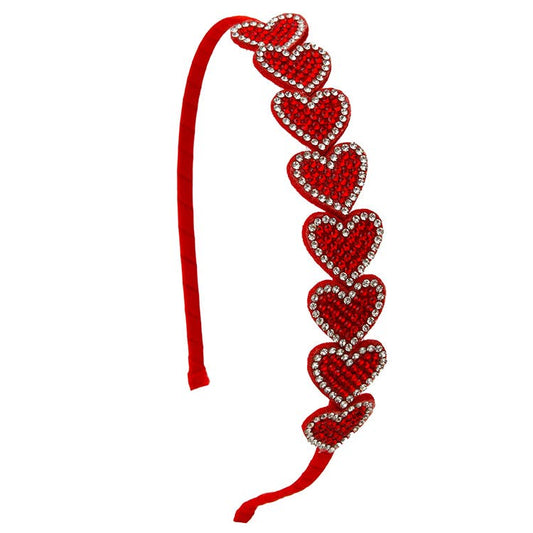 Red Rhinestone Heart Headband