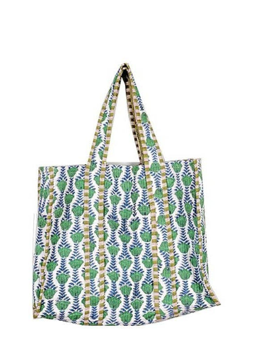 Organic Reversible Quilted Tote Bag | Green