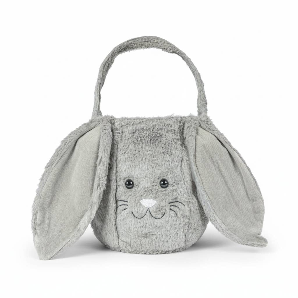 Plush Easter Basket- Easter Bucket: Gray