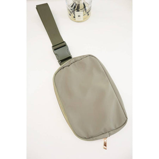 Solid Color Crossbody Fanny Pack Belt Bag: OLIVE