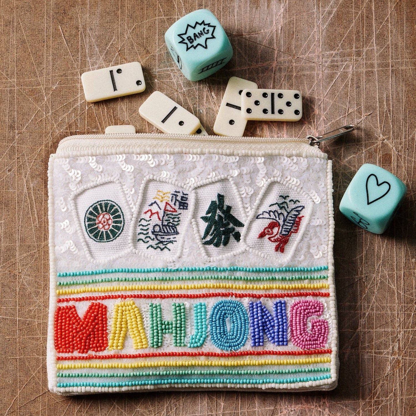 Mahjong Inspired Beaded Travel Pouch: MT / ONE