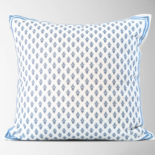 Celeste Mughal Flower Pillow Cover in Blue