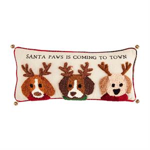 Santa Paws Dog Hooked Pillow