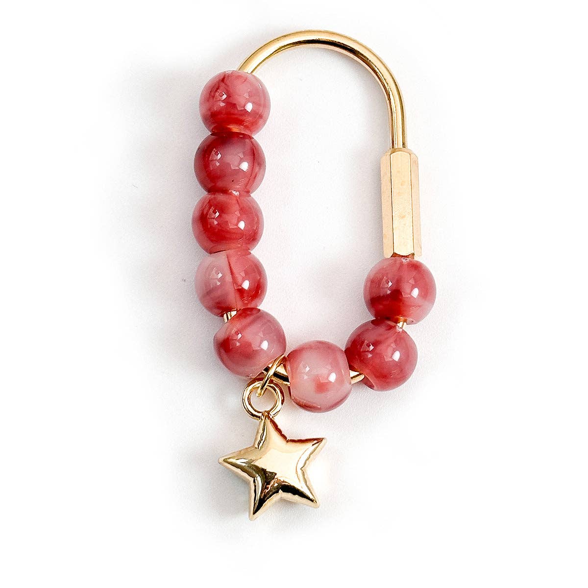 Beaded Charm Keychain: ROSE RED / One Size