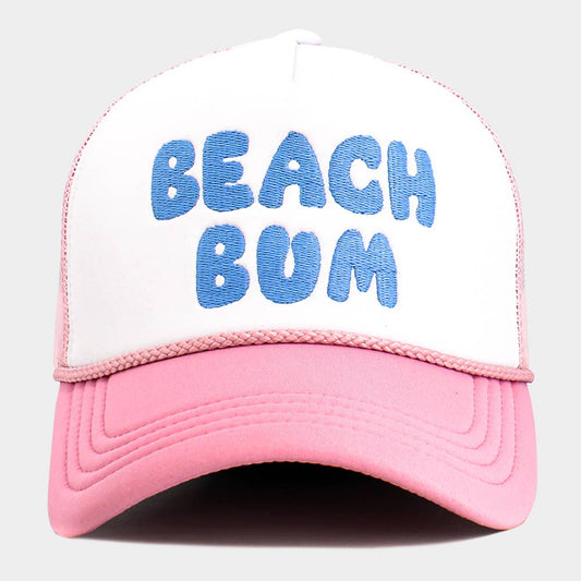 BEACH BUM Message Embroidered Mesh Back Trucker Hat
: Pink