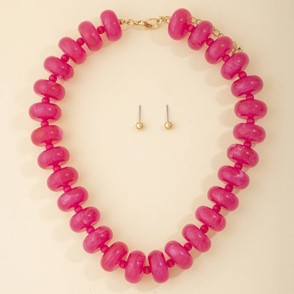 Chunky Rondelle Bead Necklace Set: FCH