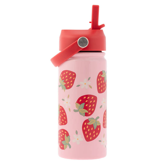 Insulated Stainless Steel Water Bottle with Handle: Strawberry