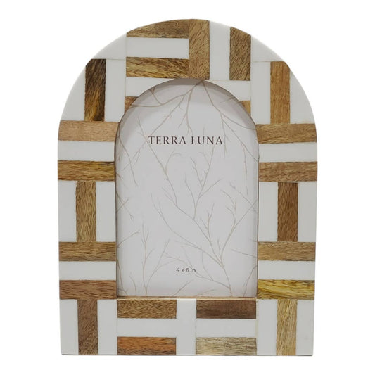 Resin Wood Inlay Arch Design Picture Frame - Ivory, 4x6 in.