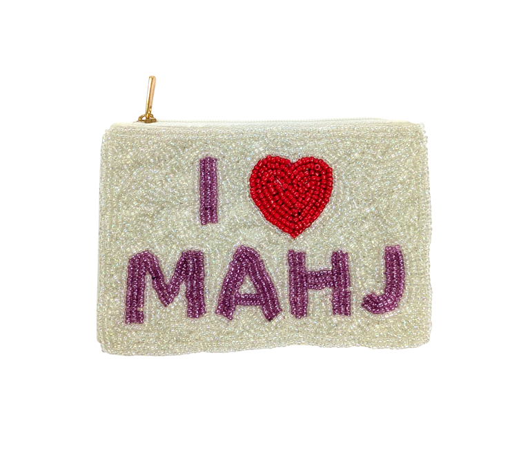 Ladies Mahjong Themed Beaded Coin Purse
