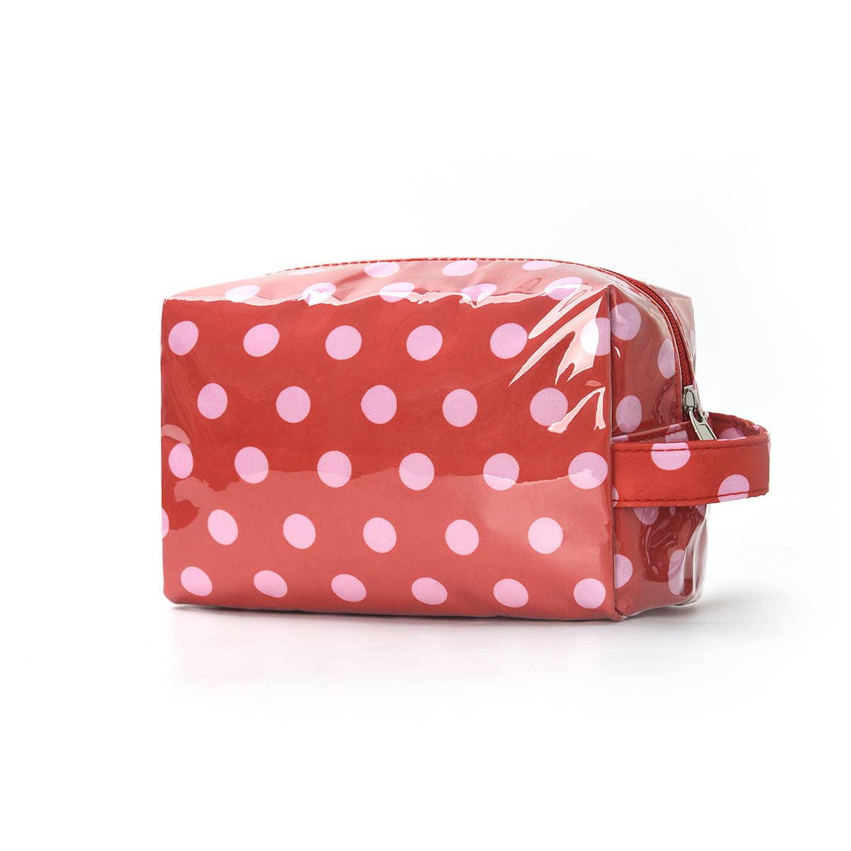 Polka Dot Makeup Bag Stripe PVC Cosmetic Pouch: DRed / M