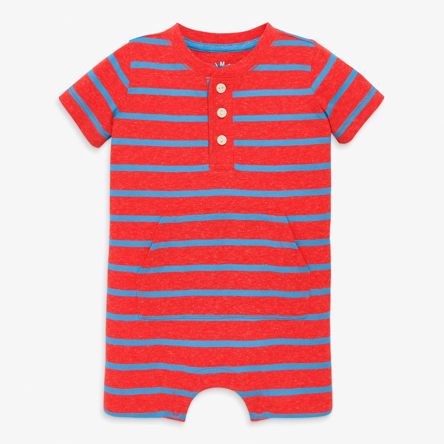 Baby Heathered Henley Shortie In Stripe