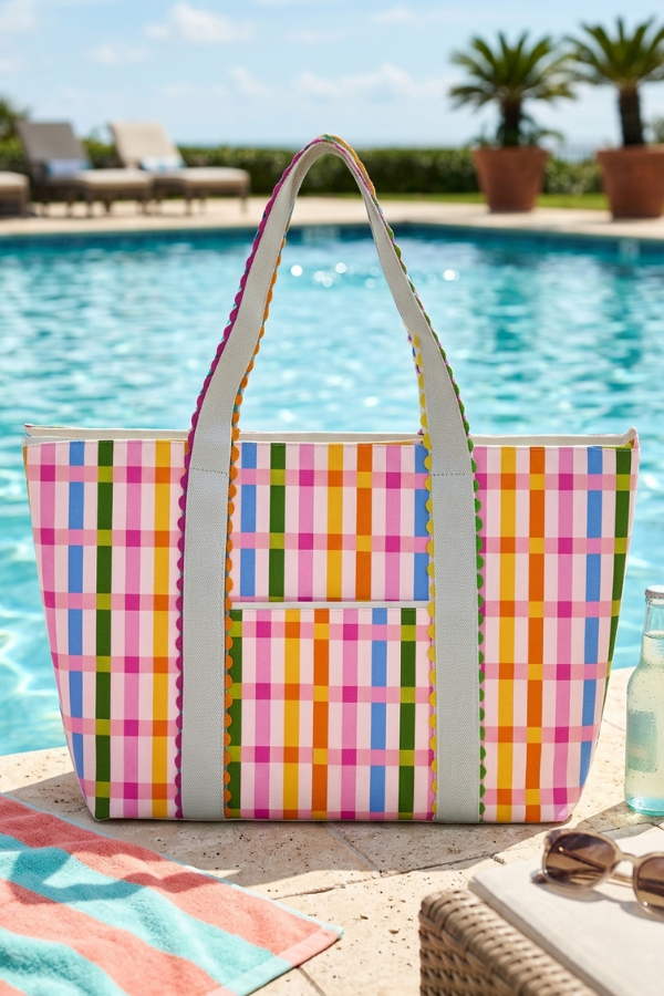 Ella Multicolor Striped Canvas Tote Bag