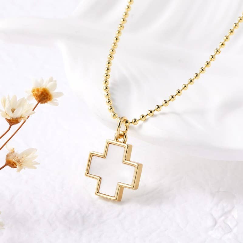 Epoxy Rhinestone Pendant Necklace | Cross