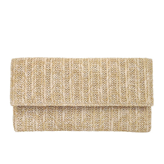 Natural Straw Flat Clutch: NATURAL