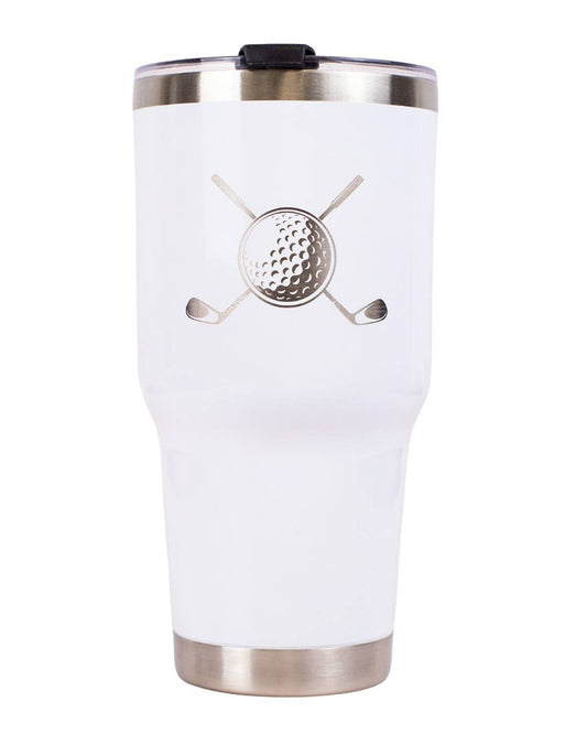 Golf Etched Tumbler   White/Silver