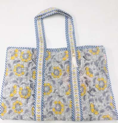 Zipper Tote Bag in Silver Sun