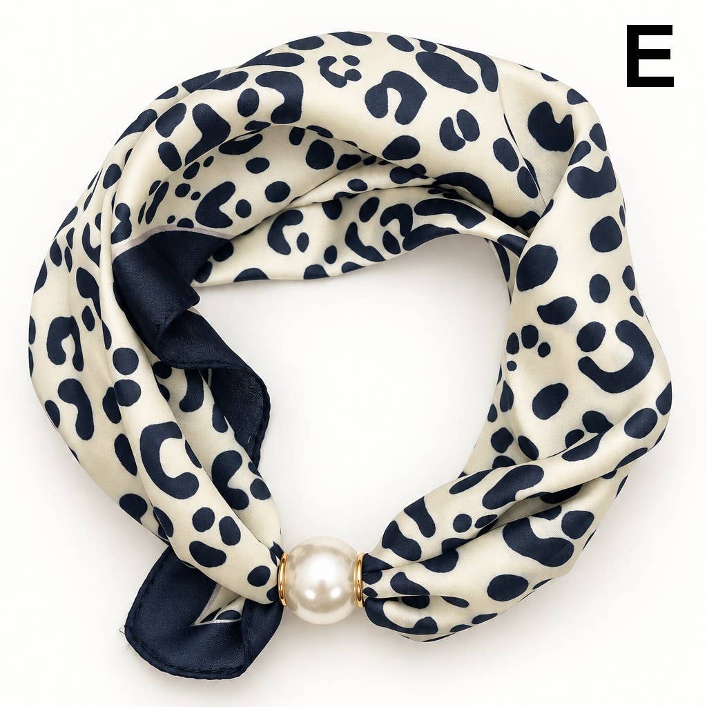 Silk Feel Pearl Magnetic Clasp Scarf Necklace | E