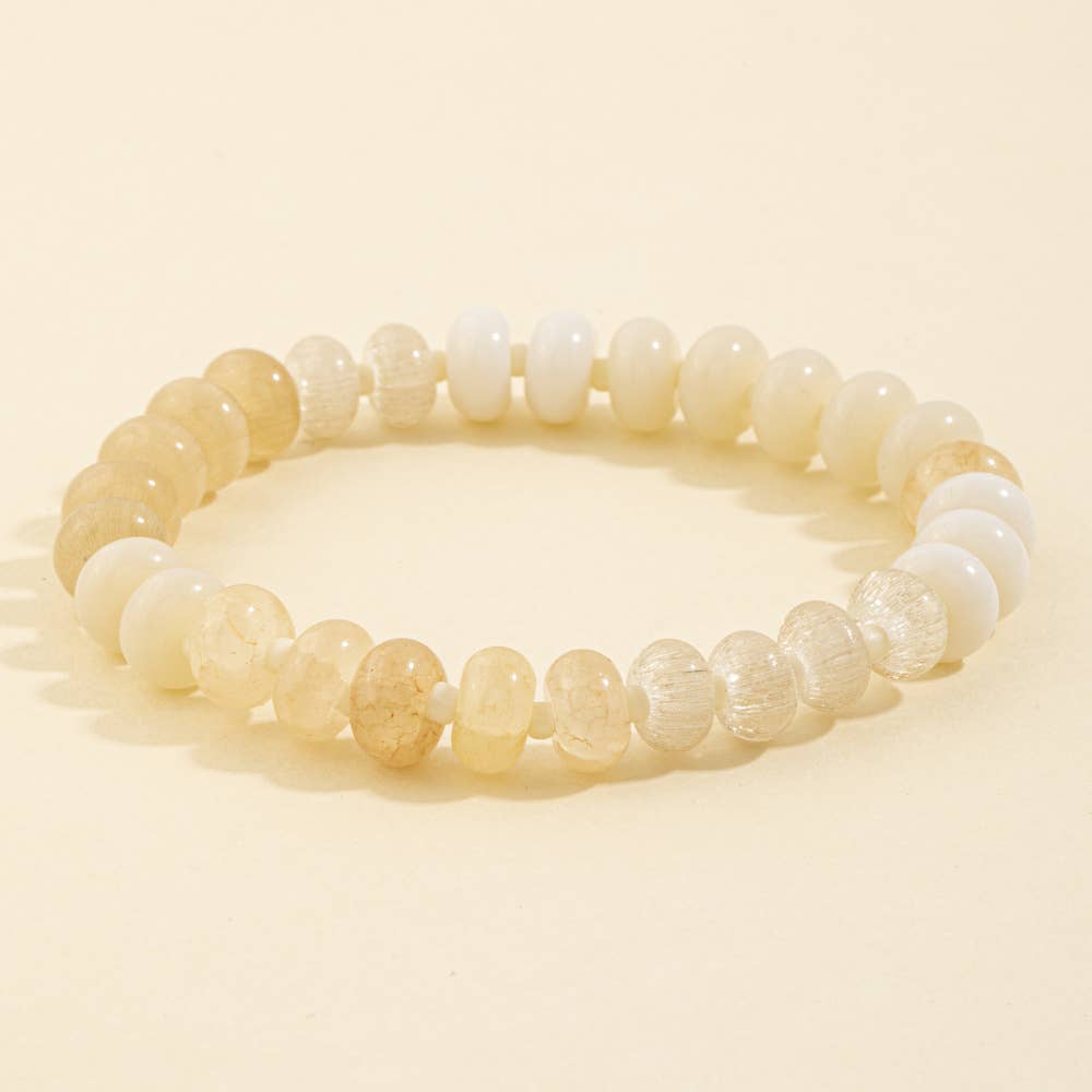 Semi Precious Stone Rondelle Stretch Bracelet: TAU