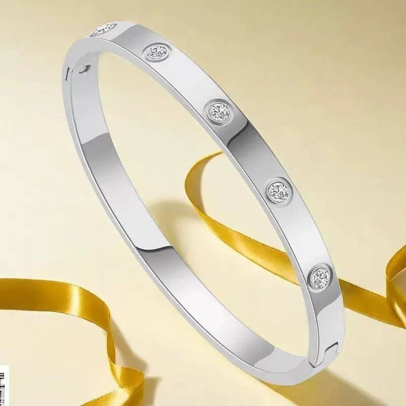 18k Non-Tarnish Waterproof Stainless Steel Bangle | Silver