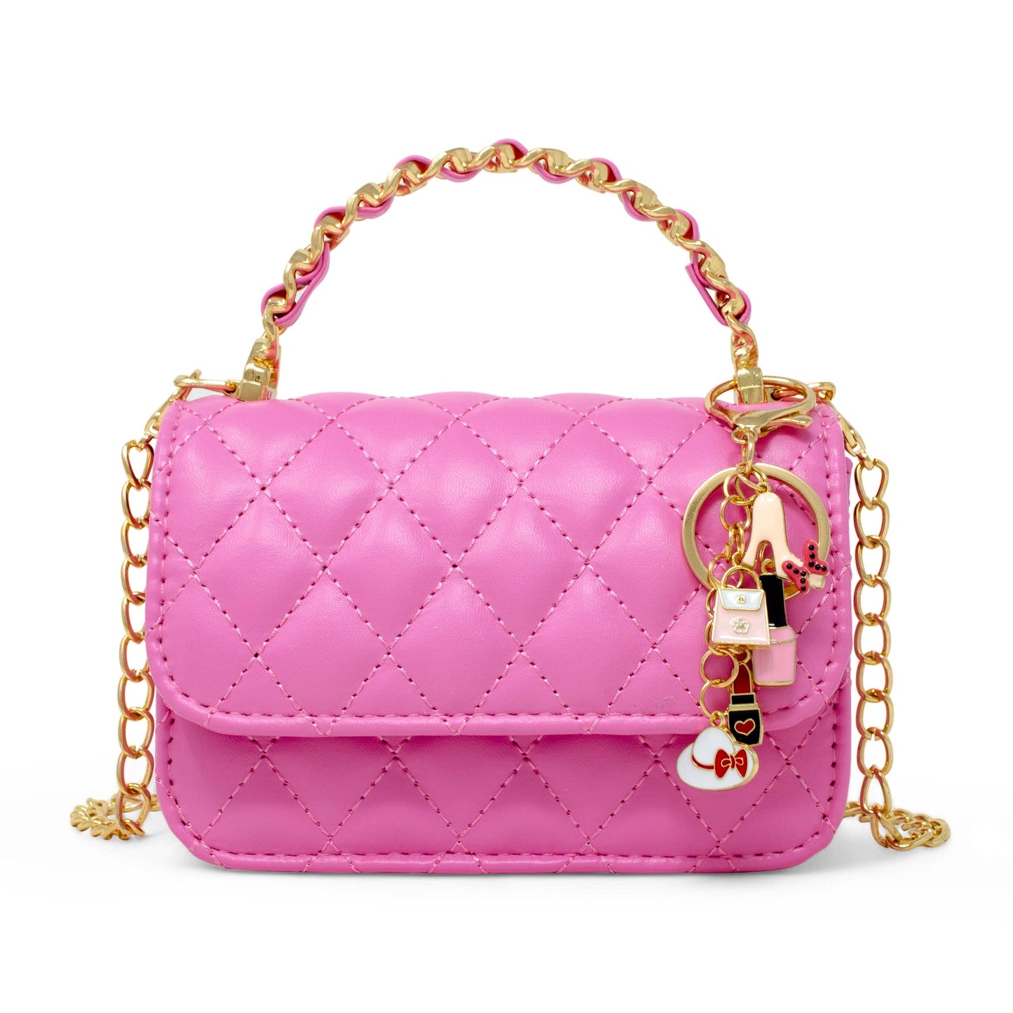 Girl's Classic Link Chain Top Handle Handbag: Hot Pink