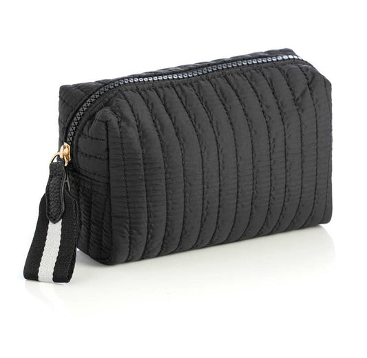 Ezra Small Boxy Cosmetic Pouch: Black