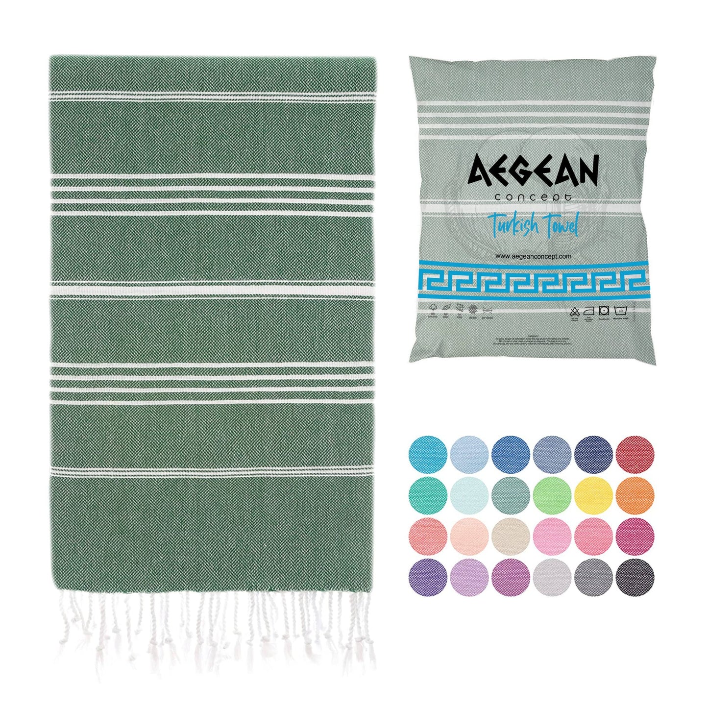Turkish Beach Towel, Oversized, Quick-Dry: Army Green