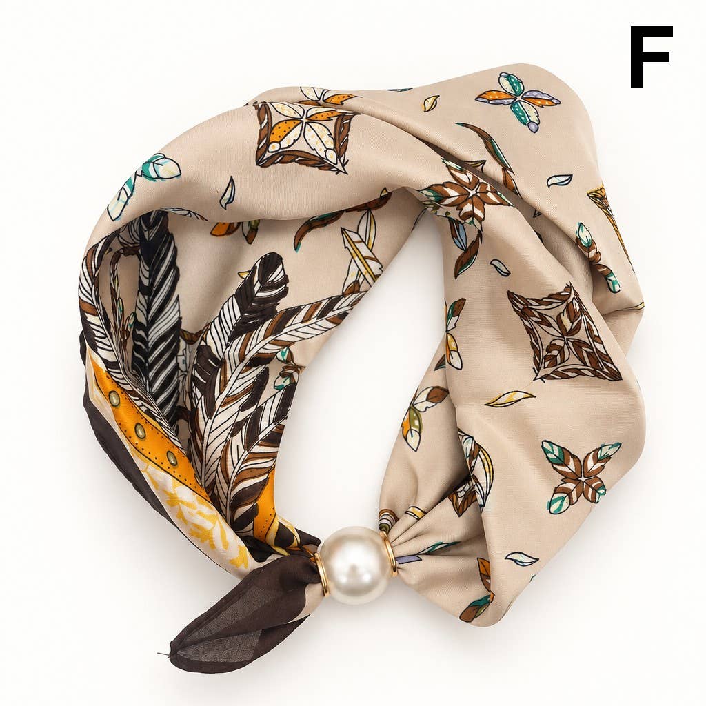 Silk Feel Pearl Magnetic Clasp Scarf Necklace | F