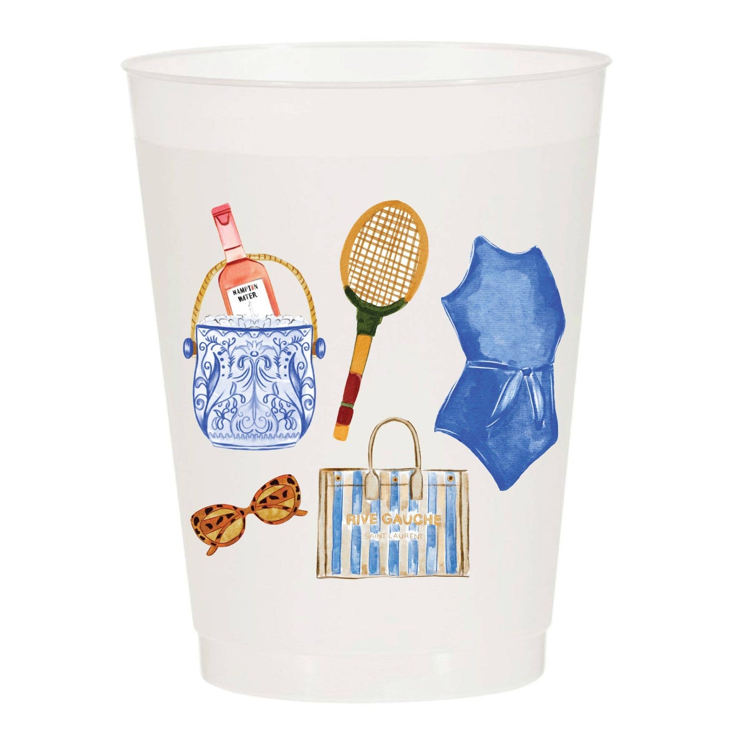 Hampton Vibes Summer Collage Frosted Cups- Summer: Pack of 10