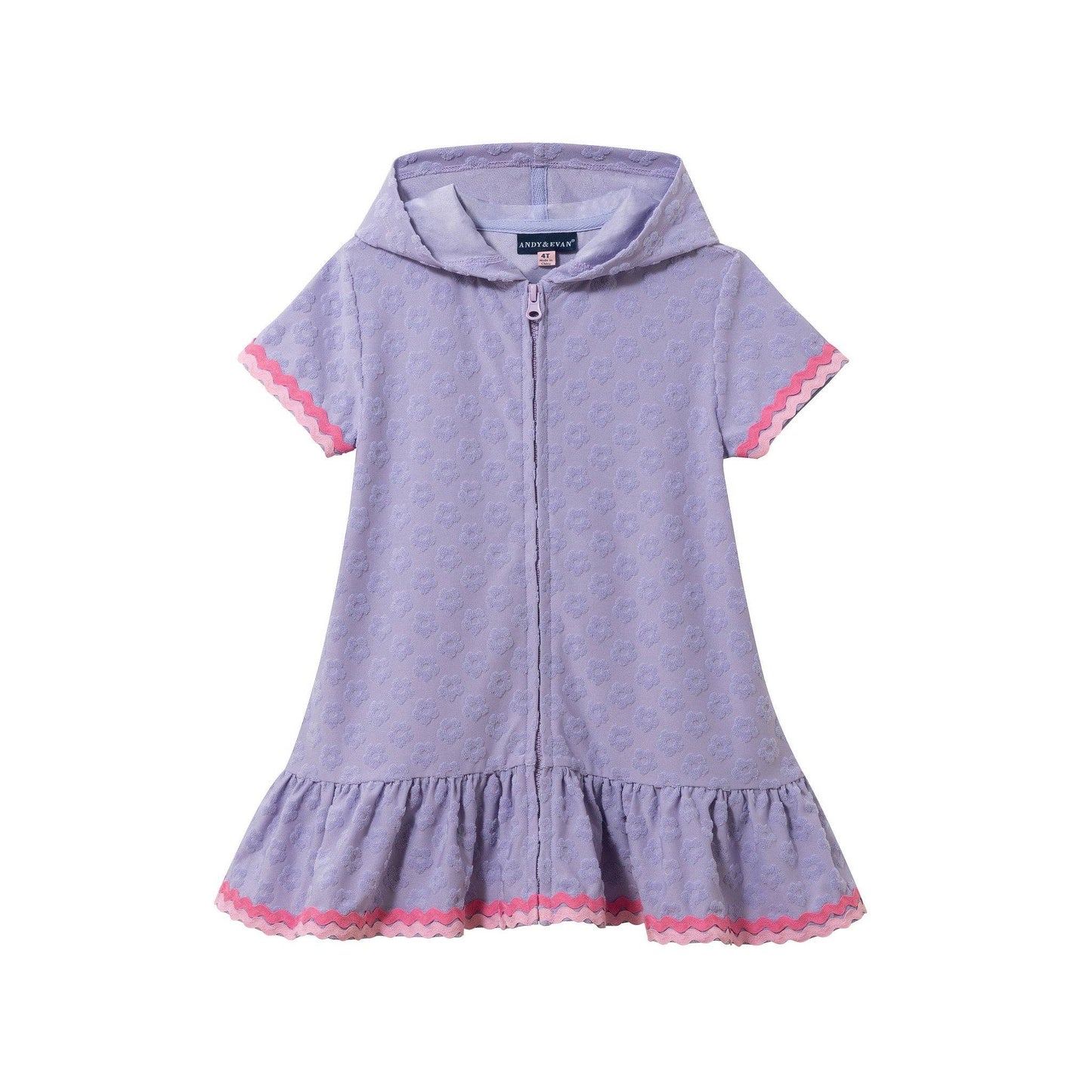 Girls Purple Floral Terry Cover-Up: Pink