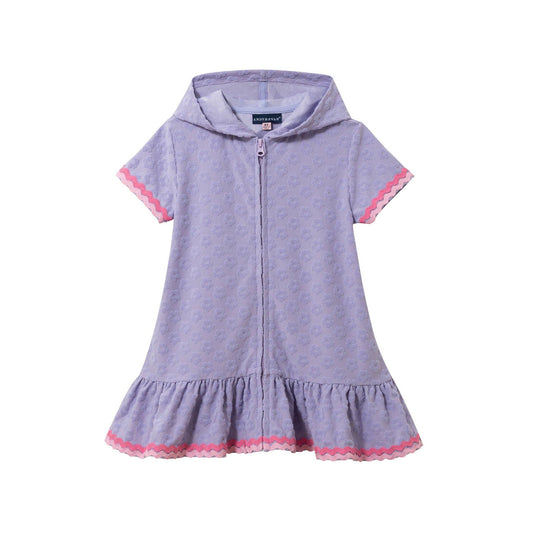 Girls Purple Floral Terry Cover-Up: Pink
