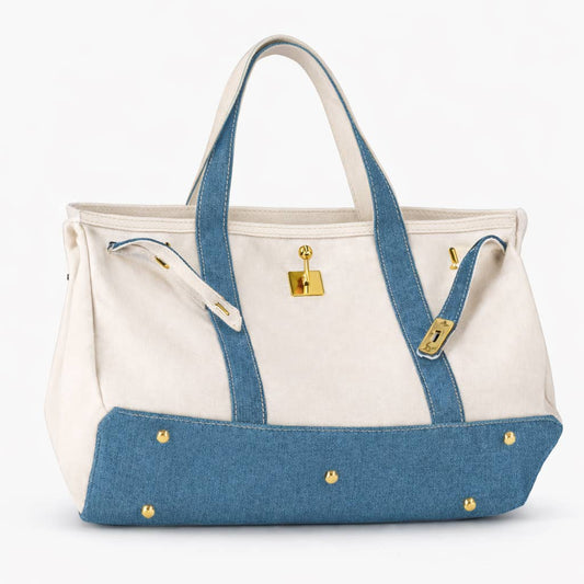Handmade Premium Cotton Canvas Boat Bag: Demin Blue