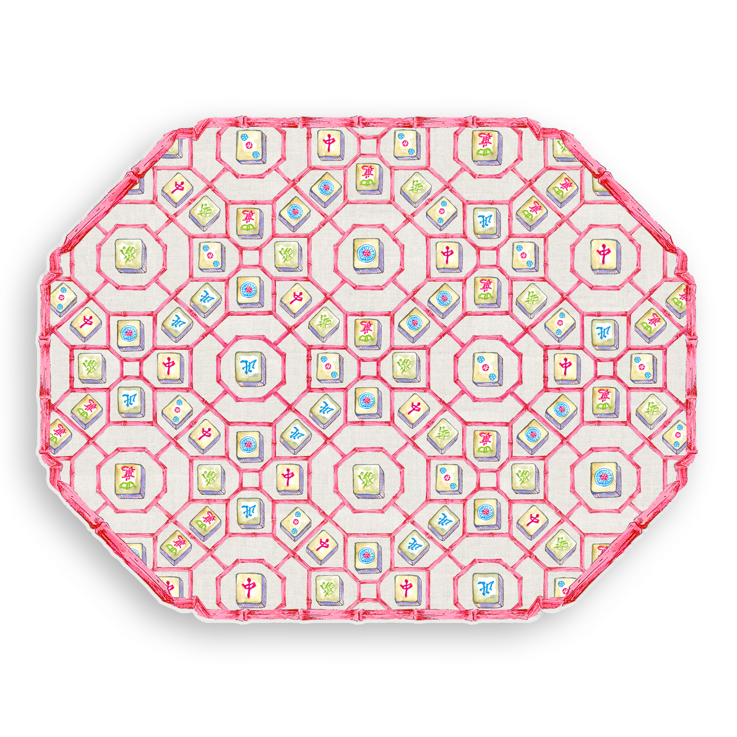 Colorful Mahjong Tiles Vinyl Placemat