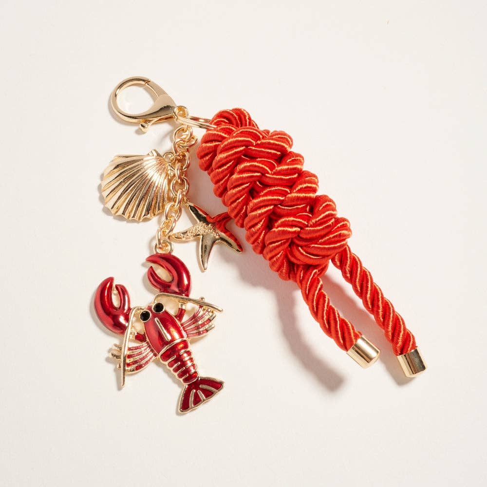 7 Inch Lobster Starfish Shell Keychain Bag Charm: Gold / ONE
