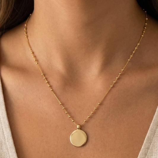 Gold Dipped Coin Pendant Chain Necklace: G