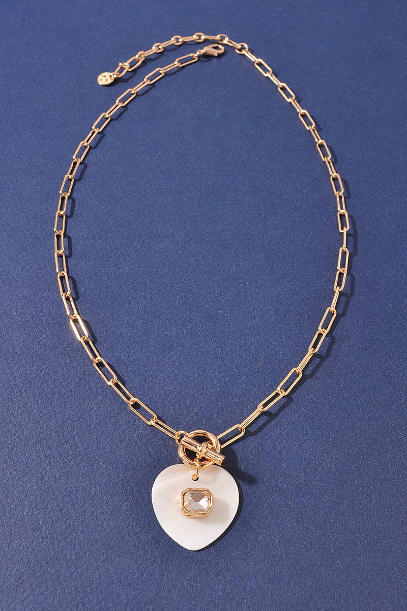 HEART PENDANT NECKLACE: White